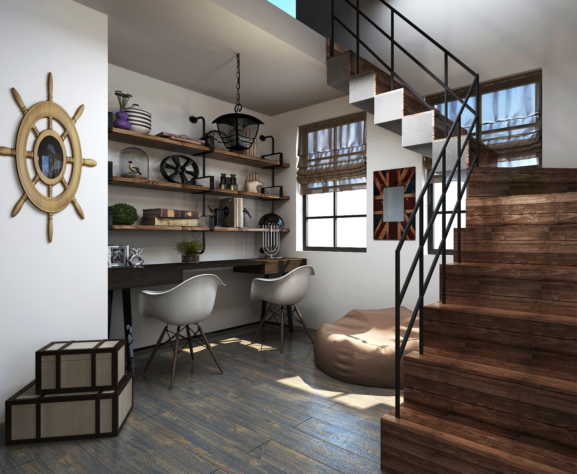 每个孩子都会对世界各种有趣精致的东西充满好奇心，儿童房设计了各种玩具，小巧的凳子和靠墙的收纳品，引领孩子走向一个充满趣味的探索性世界。