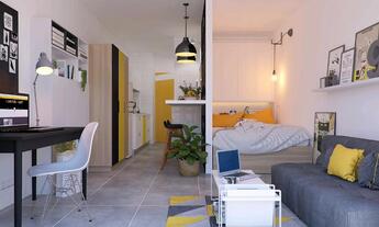 40平的小公寓户型，是现在大多数年轻人的选择。简单活泼的配色和简约设计，让整个空间都充满青春的活力。