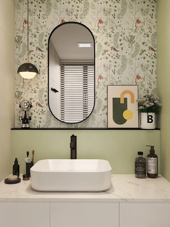 #我家浴室靓了！# 快看！长在审美上的浴室，低饱和度卫生间配色！