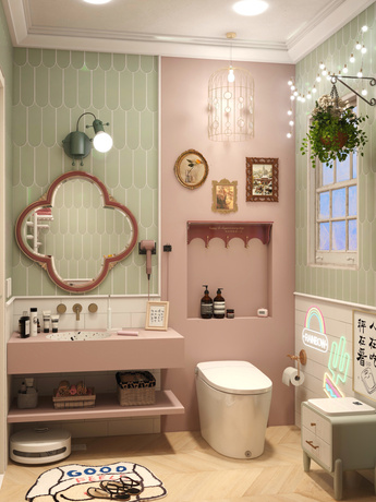 #家居软装# 4㎡复古风浴室一直都是不过时的流行～
从摩登时代走出来的浴室，温暖的氛围活在美式老电影里，关于浴室的一切都是在享受生活